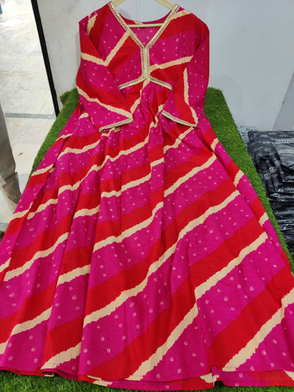 Elegant Magenta Cotton Kurti Set with Handcrafted Dupatta and Embroidered Neckline