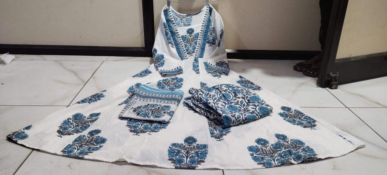 Handcrafted Cotton White Suit Set for Girls and Women