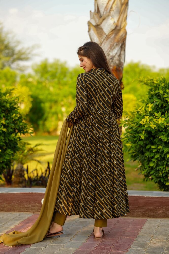 Mustard Yellow & Black Coloured Beautiful Designer Angrakha Pure Cotto –  Royskart