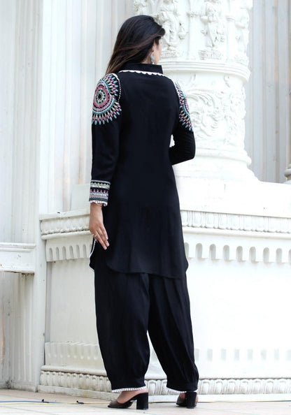 Afghani Cord Set with Embroidery Sleeves and Lace