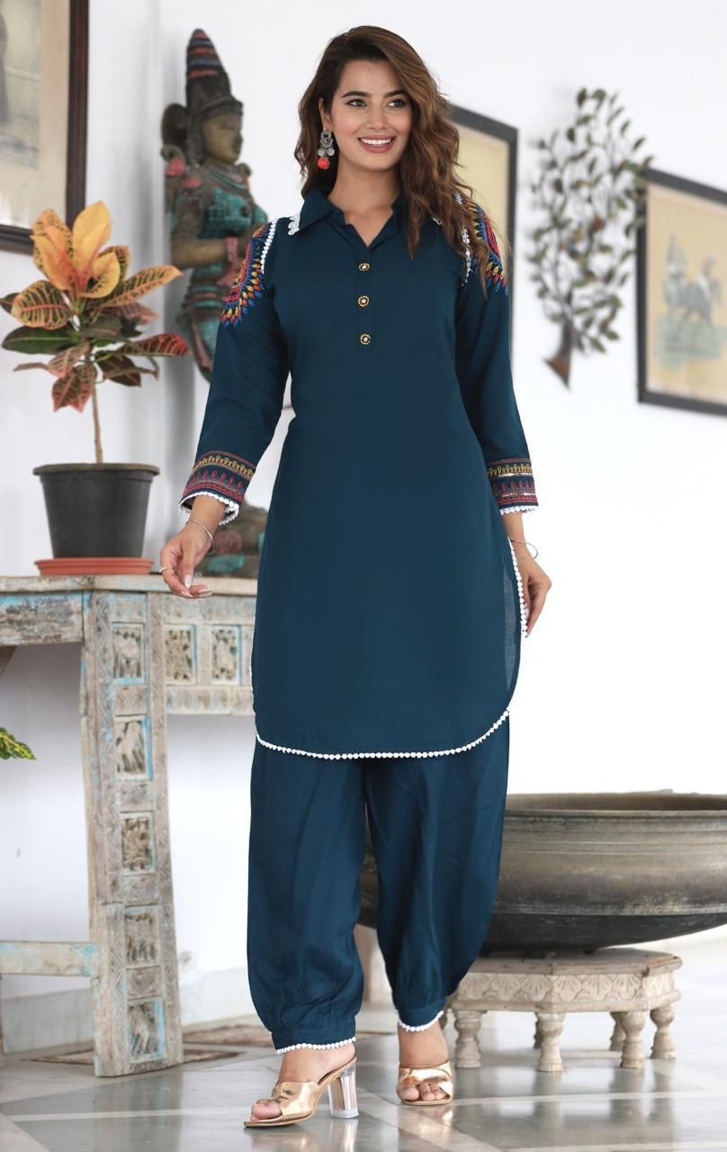 GREEN EMBROIDERED CORD SET – Looks By Aswani