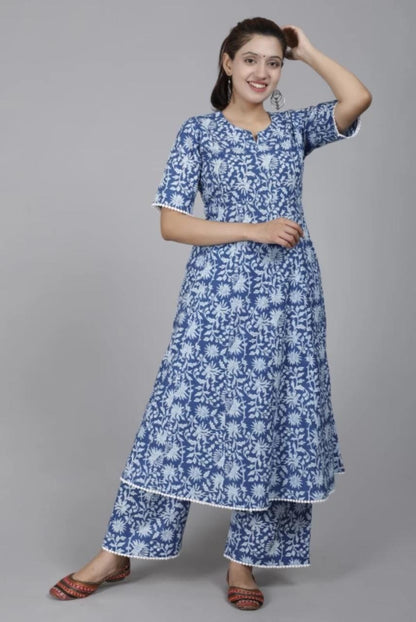 Kalamkari Flair Gown with Palazzo Set in Procine Print and Lacework