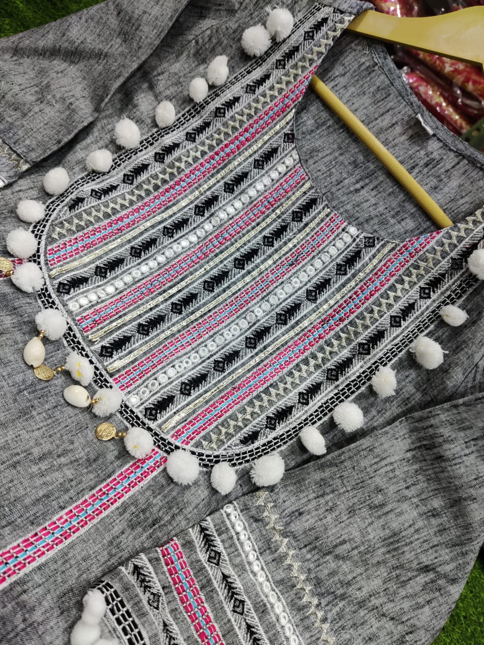 Khadi Cotton Embroidery Kurti and Pant Set