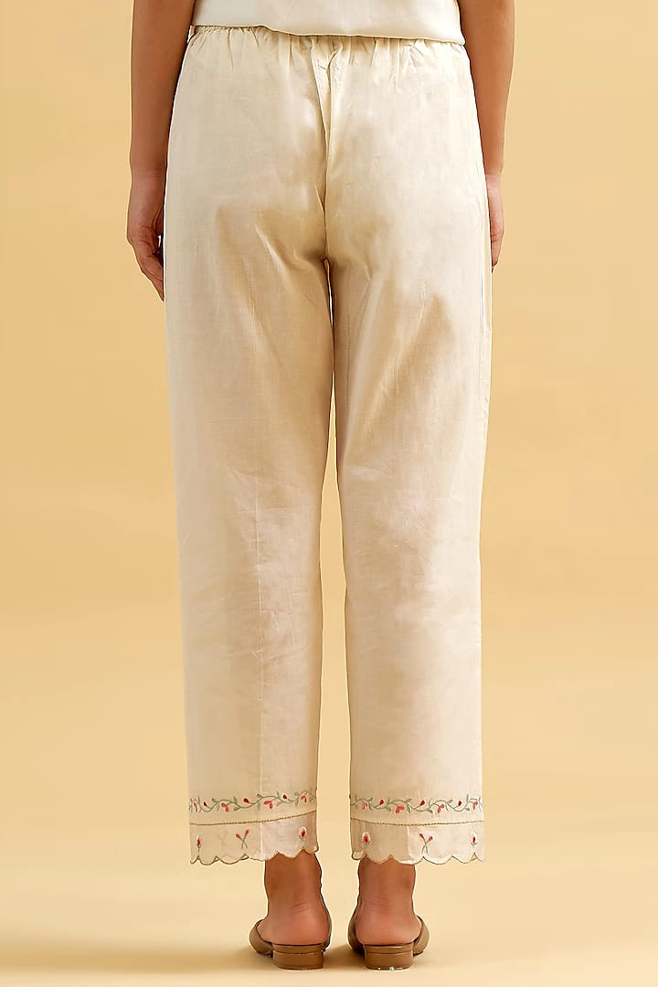 Threadwork Embroidered Cotton Kurta Pant Set