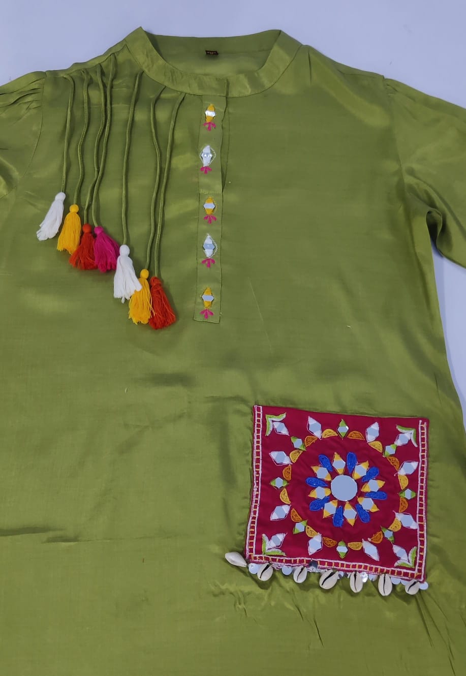 Begum Banjara Silk Co-ord Set with Mirror Work Kurta and Afghani Pant