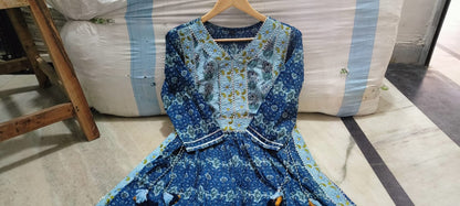 Nairacut Anarkali: Cotton 60/60 Kurta Set with Embroidery and Gota Details