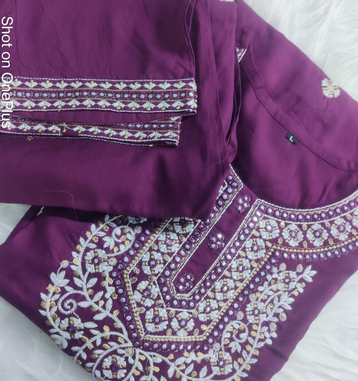 Purple Rayon Embroidered Kurta Set with Dupatta