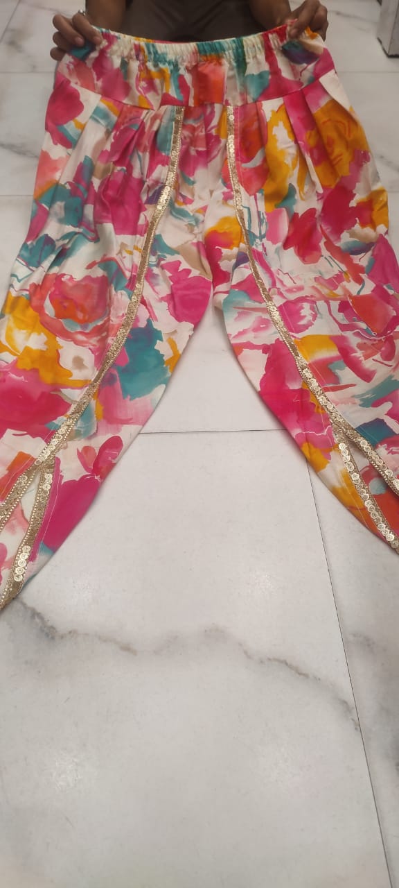 Muslin Dhoti Set with Gotta and Lace Embellished Kurti