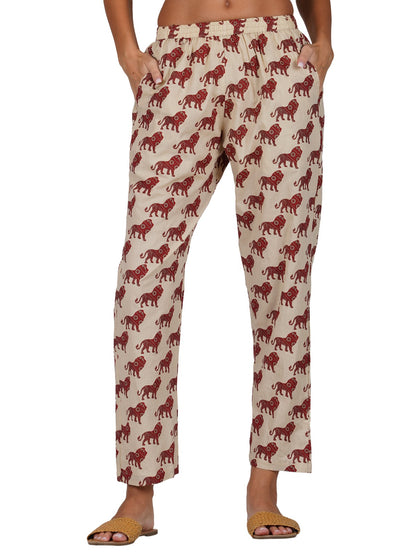 Chiku Red Cotton Short Kurta and Pant Set (60x60 Weave)