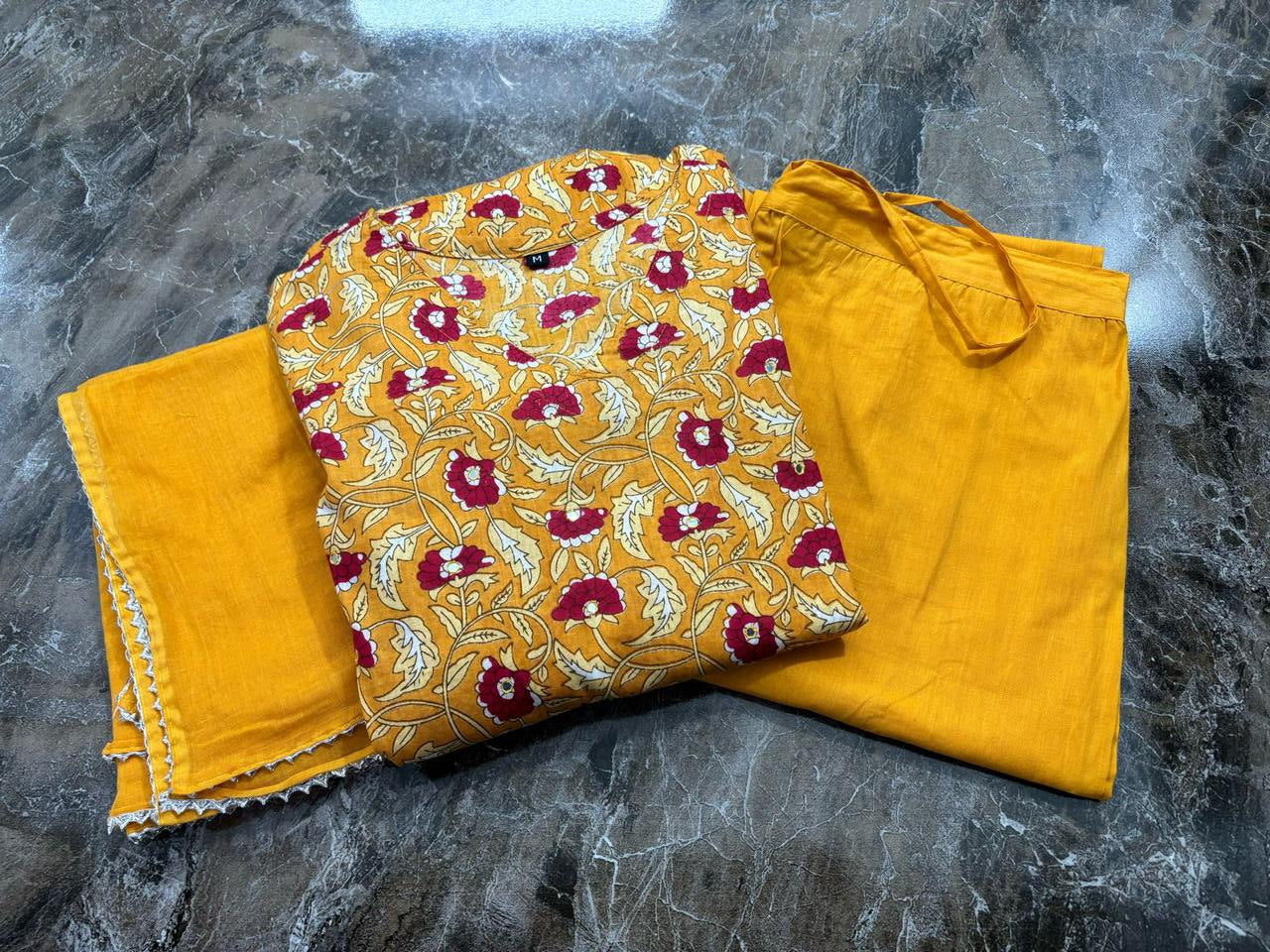 Sanganeri Print Anarkali Suit Set in Cotton