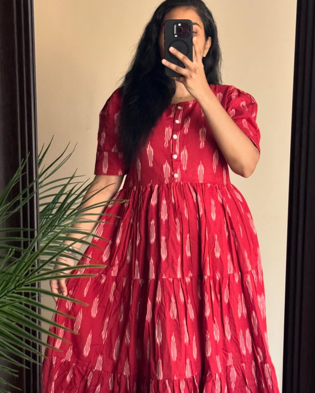 Ikat Cotton Flair Middy Gown