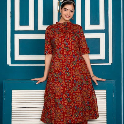 Red Patola Printed Kurti with Pant Set