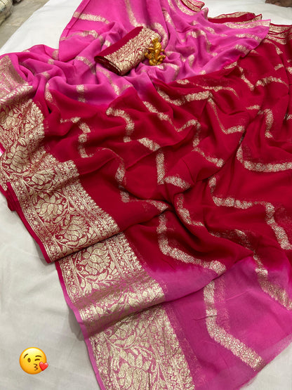 Zari Saree with Multicolored Jaipuri Weave and Border Detail