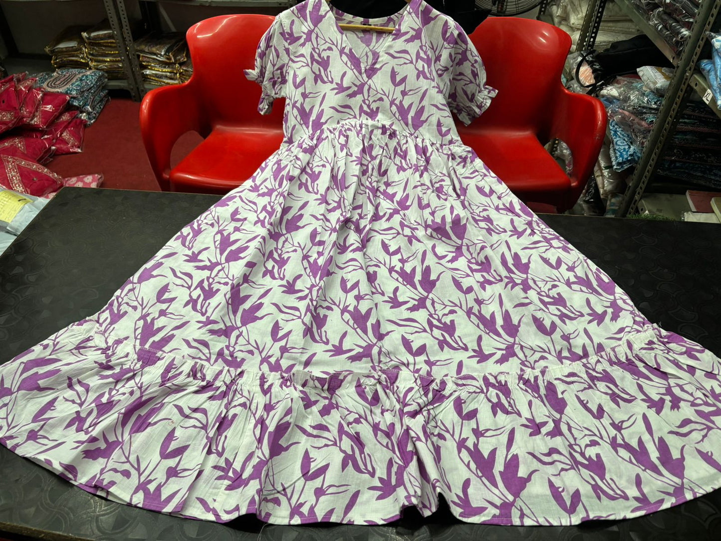 Sweet Summer Dreams: Cotton Midi Dress with Flirty Hand Ruffles