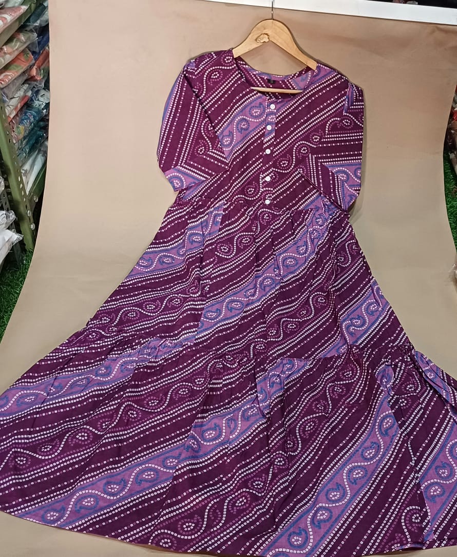 Jaipur Cotton Printed Gown - 60/60 Cotton Blend - 47" Length
