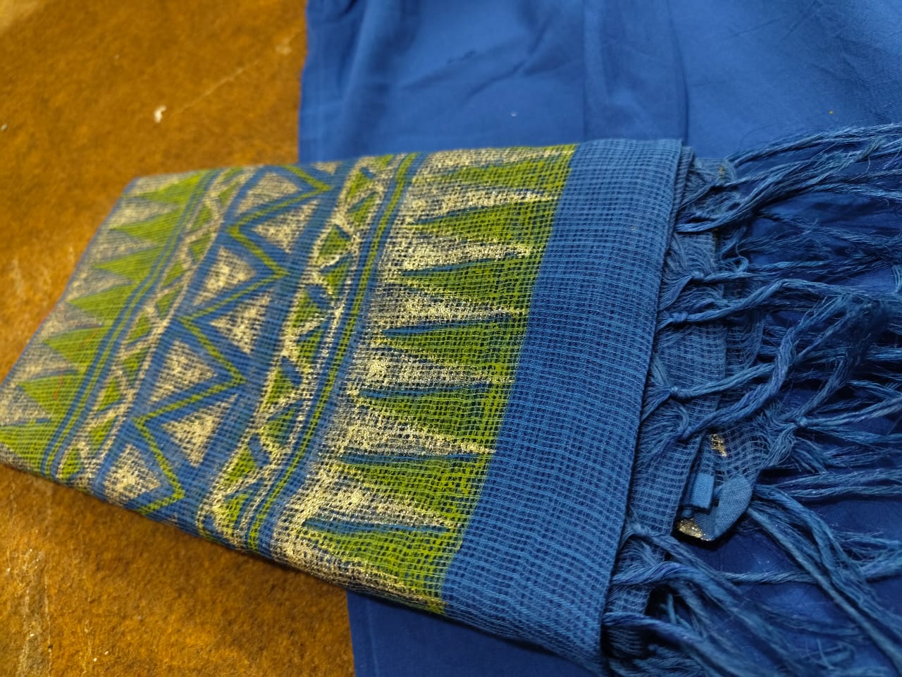 Cotton Anarkali Suit Set with Tappa Print & Kota Doria Dupatta