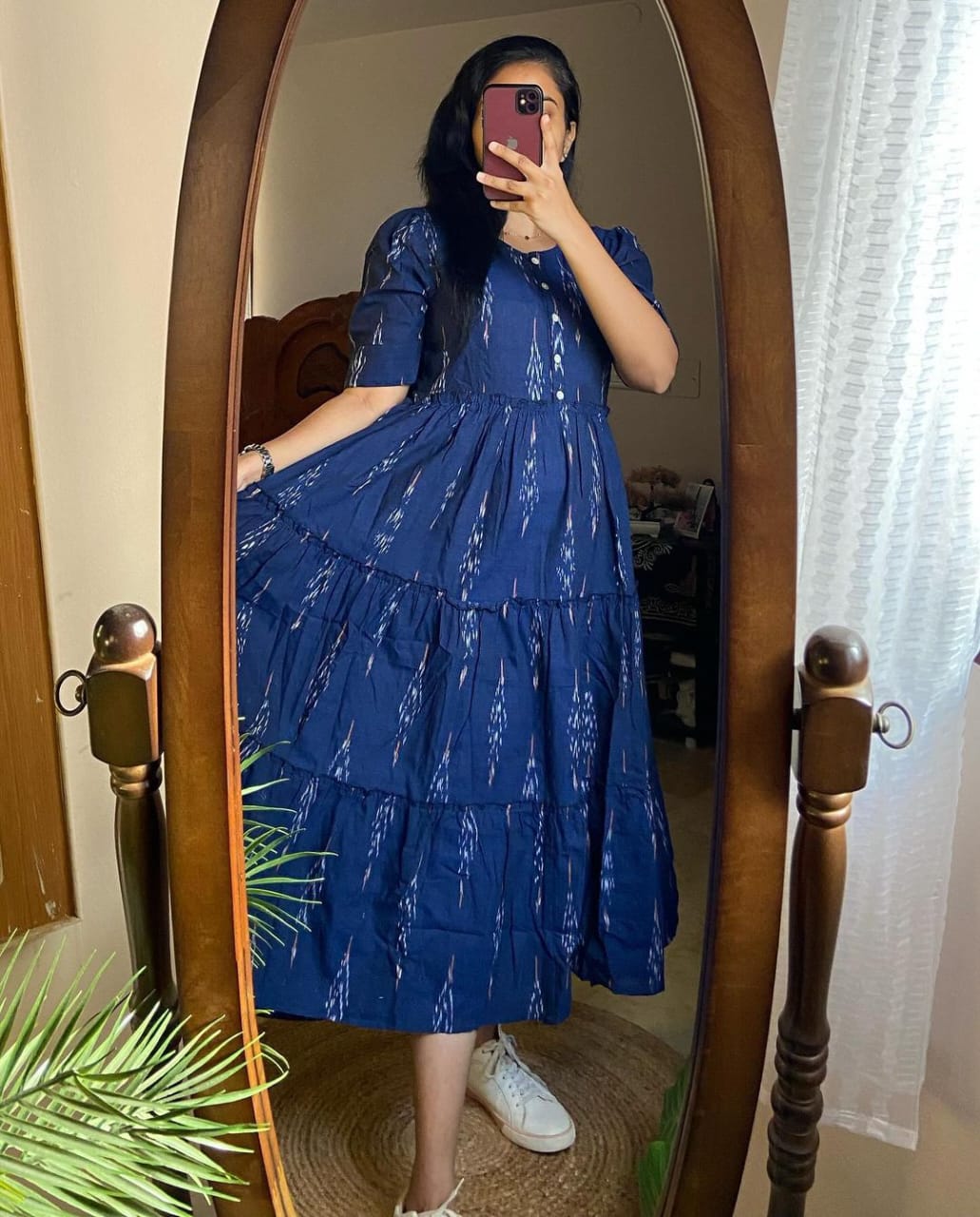 blue cotton dress zara ZW COLLECTION PLEATED POPLIN DRESS - Blue / Gray