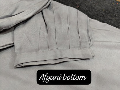 Grey Rayon Kurti with Afghani Bottom