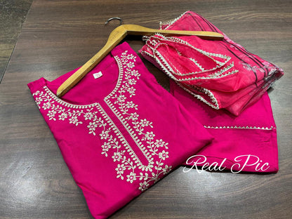 3-Piece Embroidered Rayon Suit Set for Women