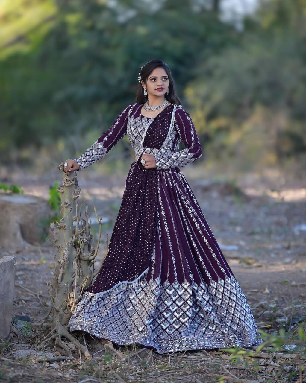 Fox Georgette Lehenga Choli Set with Embroidery and Sequence Work