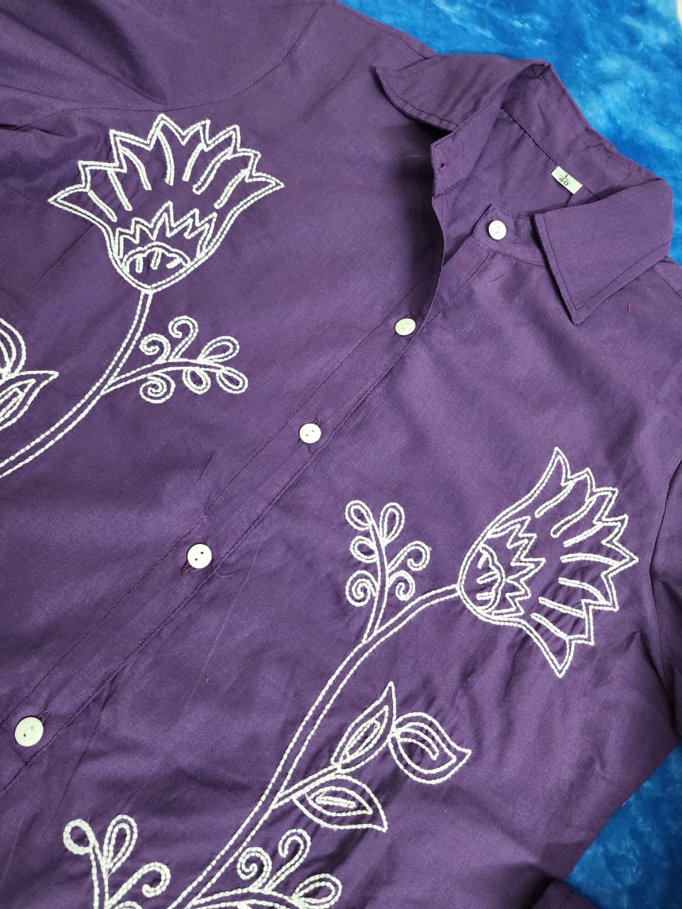 A-Line Cotton Kurta Pant Set with Embroidery & Pocket