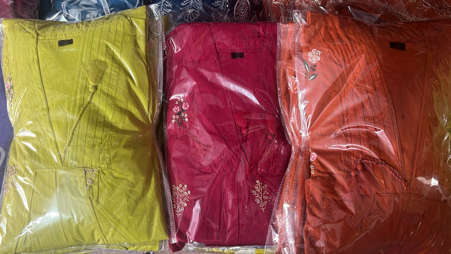 A-Line Cotton Kurti Pant Set with Dupatta