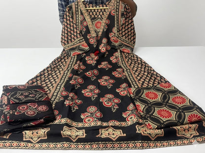 A-Line Floral Print Cotton Kurta Pant with Dupatta Suit Set