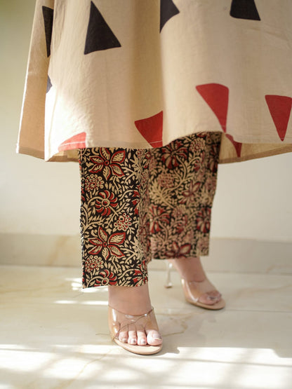 Ajarakh Print Cotton Suit Set with Pant & Dupatta | 3 Piece Set