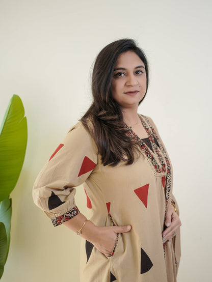 Ajarakh Print Cotton Suit Set with Pant & Dupatta | 3 Piece Set