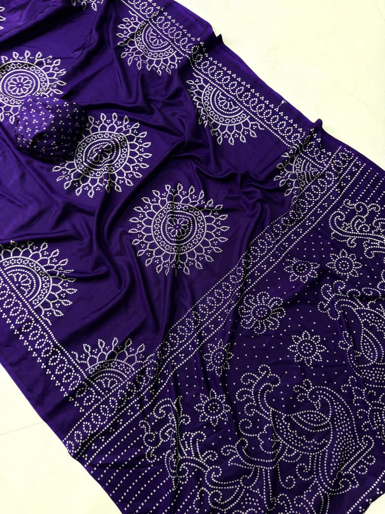 Ajrakh Gajji Crepe Silk Saree with Blouse – 6.30m