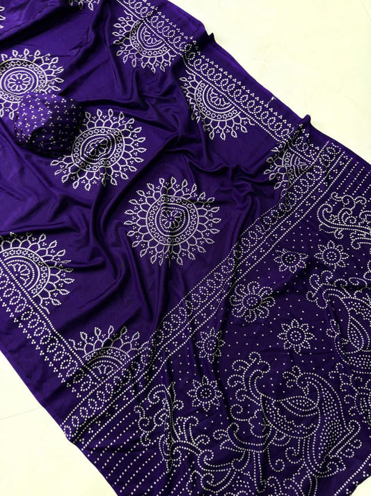 Ajrakh Gajji Crepe Silk Saree with Blouse – 6.30m