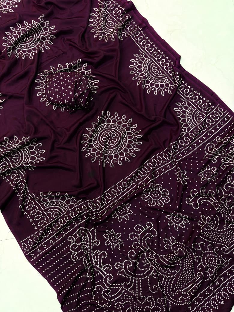 Ajrakh Gajji Crepe Silk Saree with Blouse – 6.30m