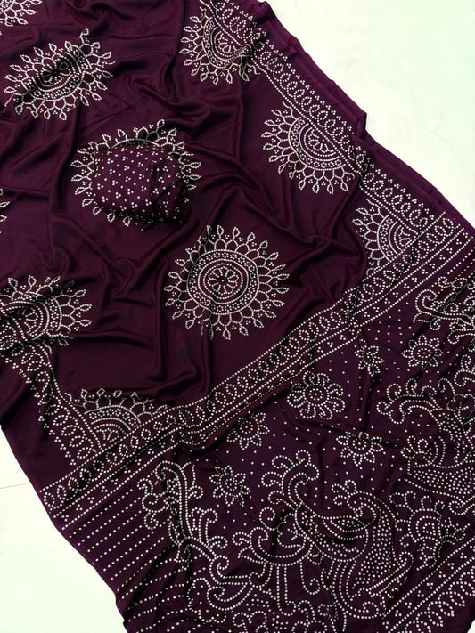 Ajrakh Gajji Crepe Silk Saree with Blouse – 6.30m