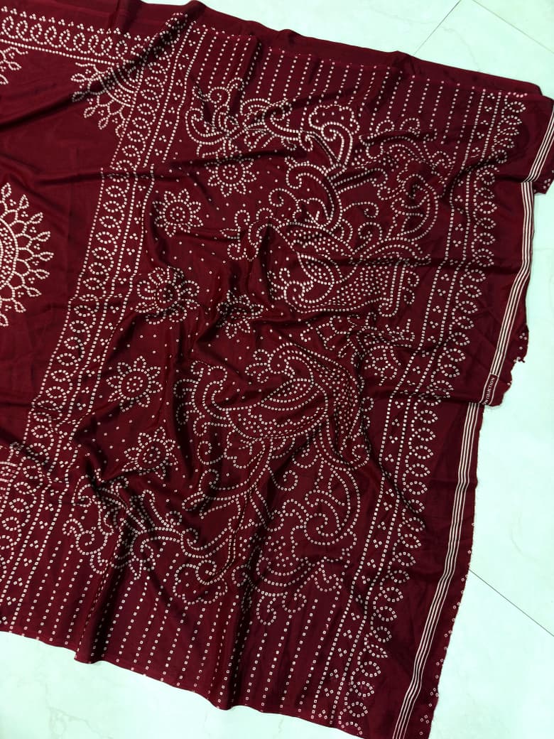 Ajrakh Gajji Crepe Silk Saree with Blouse – 6.30m