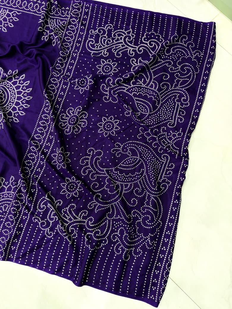 Ajrakh Gajji Crepe Silk Saree with Blouse – 6.30m