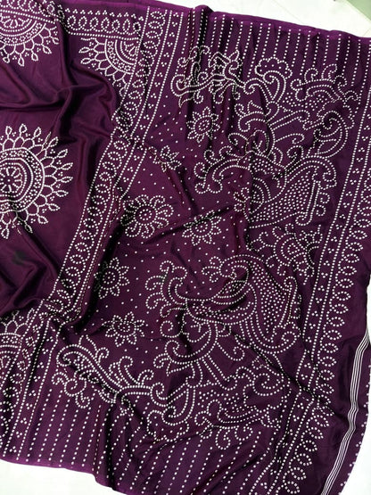 Ajrakh Gajji Crepe Silk Saree with Blouse – 6.30m