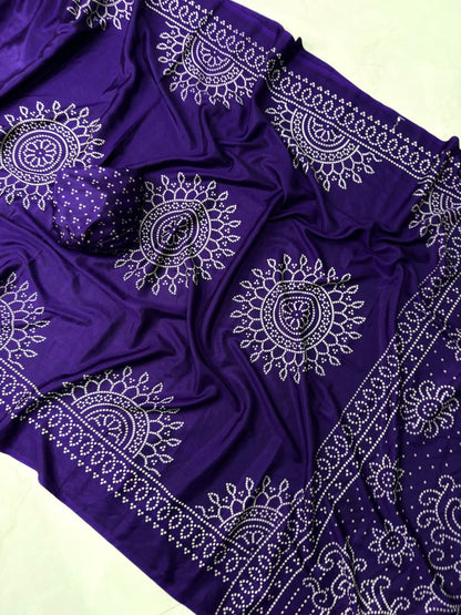 Ajrakh Gajji Crepe Silk Saree with Blouse – 6.30m