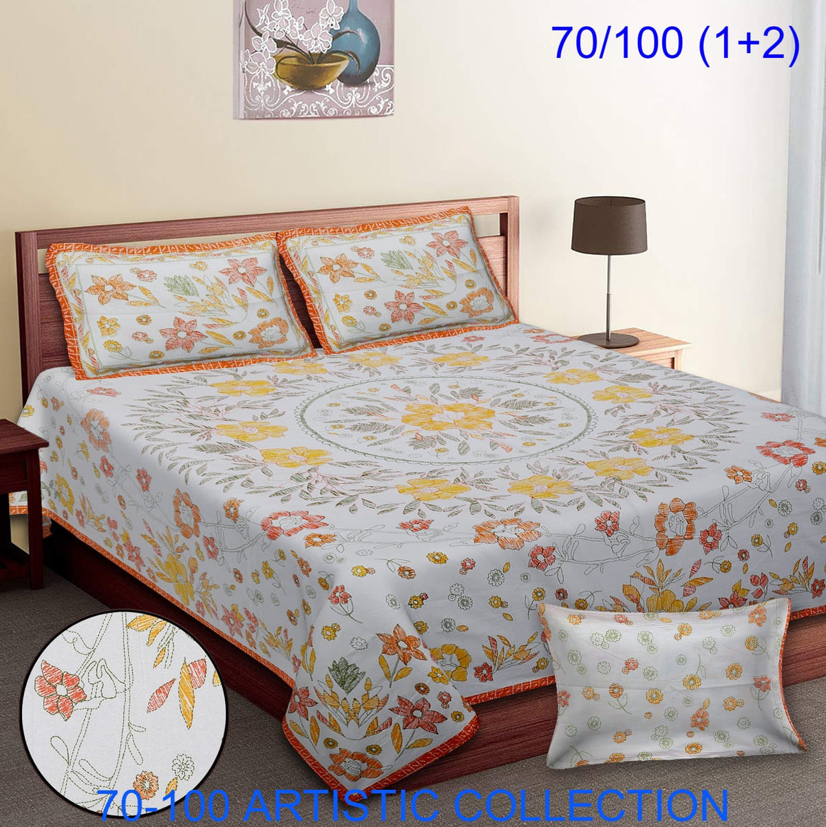 Bade Deewan Vali Cotton Autoloom Bedsheet with 2 Pillow Cover