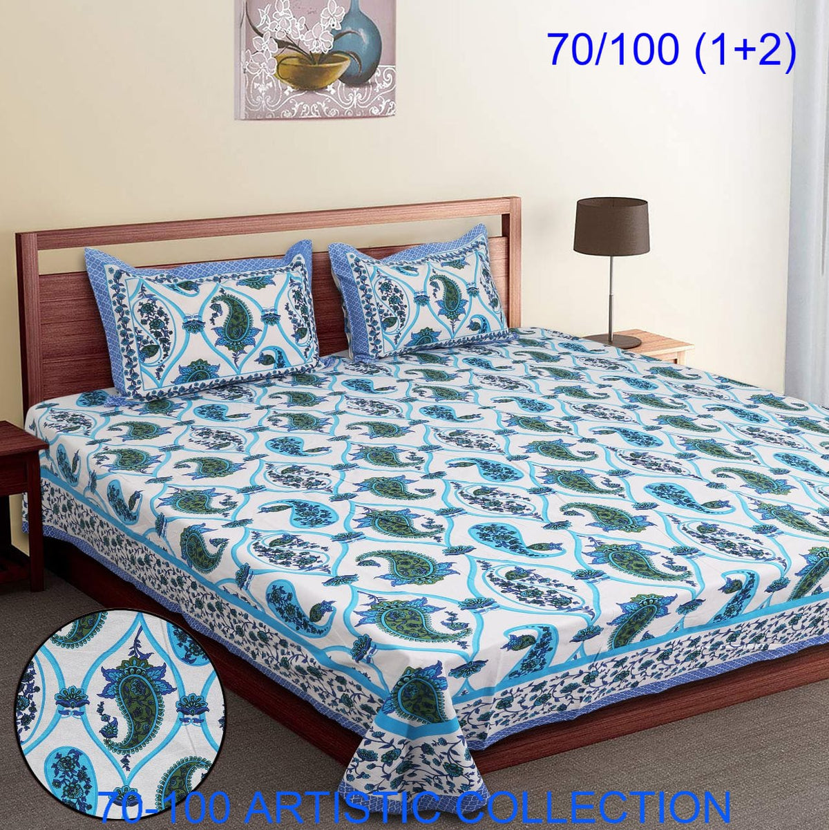 Bade Deewan Vali Cotton Autoloom Bedsheet with 2 Pillow Cover