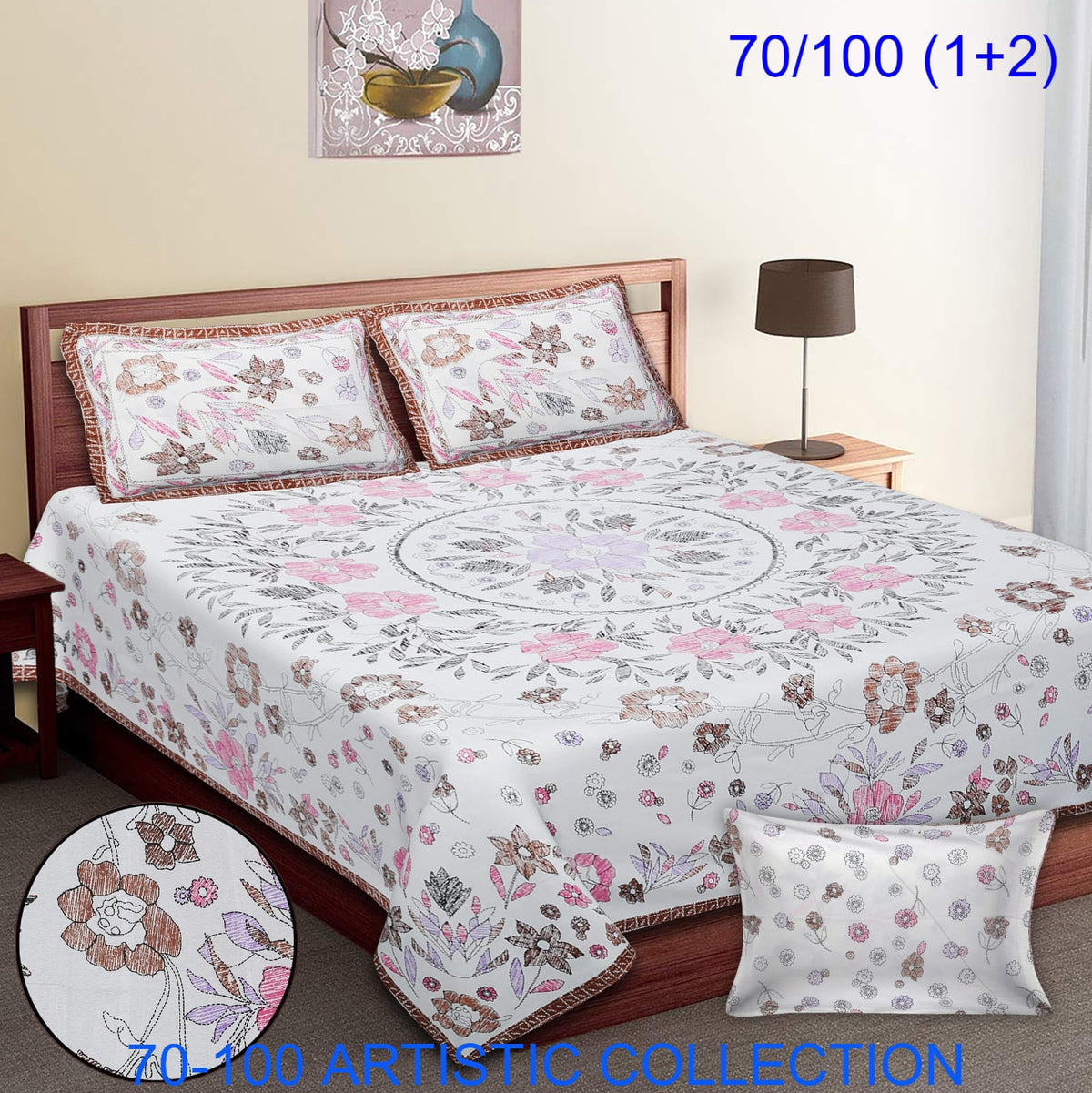 Bade Deewan Vali Cotton Autoloom Bedsheet with 2 Pillow Cover