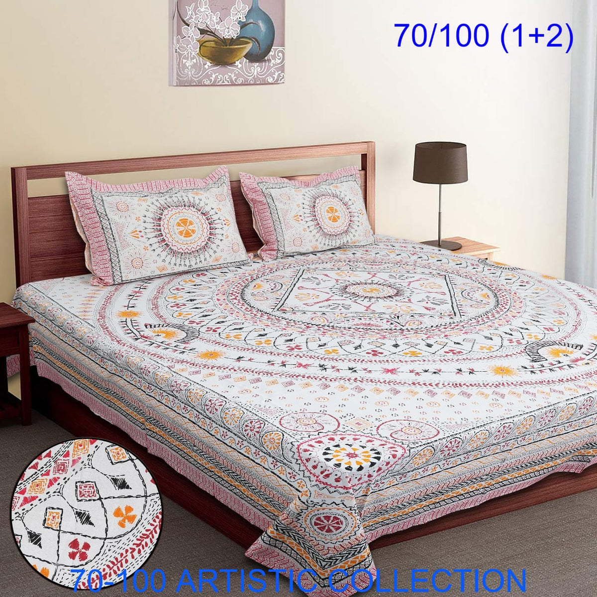 Bade Deewan Vali Cotton Autoloom Bedsheet with 2 Pillow Cover