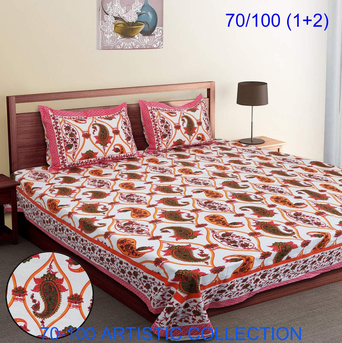 Bade Deewan Vali Cotton Autoloom Bedsheet with 2 Pillow Cover