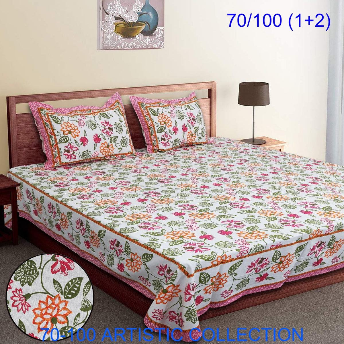 Bade Deewan Vali Cotton Autoloom Bedsheet with 2 Pillow Cover