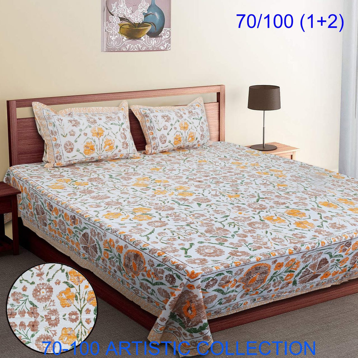 Bade Deewan Vali Cotton Autoloom Bedsheet with 2 Pillow Cover