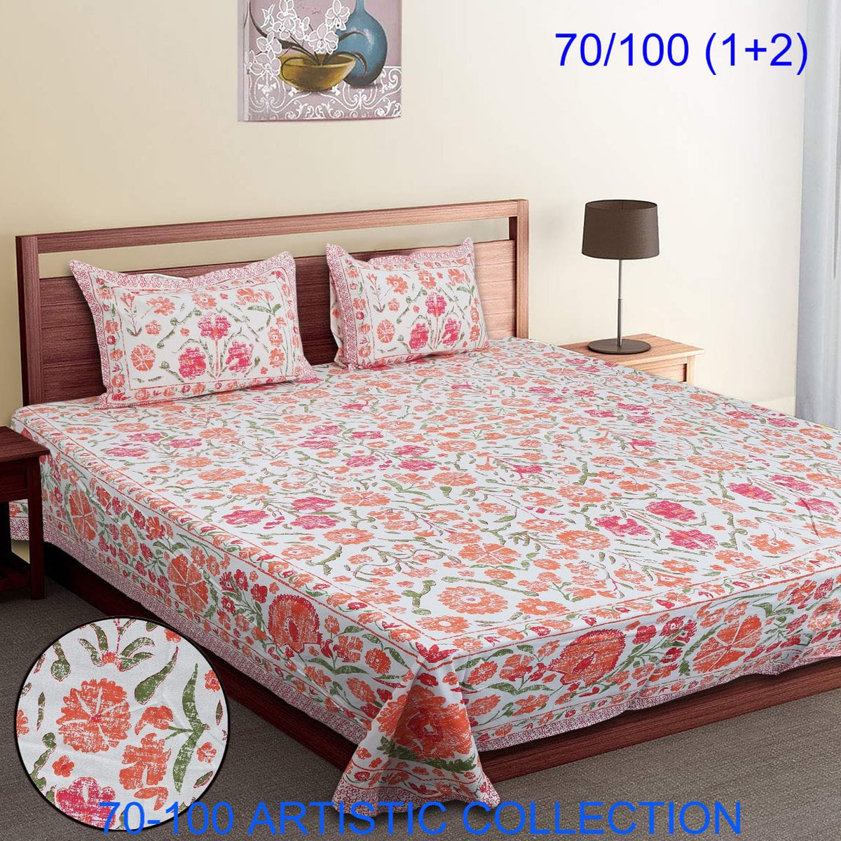 Bade Deewan Vali Cotton Autoloom Bedsheet with 2 Pillow Cover