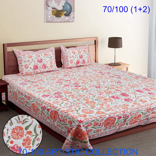 Bade Deewan Vali Cotton Autoloom Bedsheet with 2 Pillow Cover