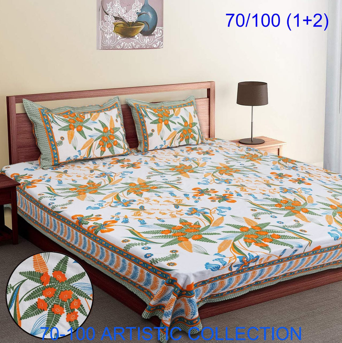 Bade Deewan Vali Cotton Autoloom Bedsheet with 2 Pillow Cover