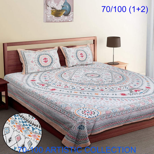 Bade Deewan Vali Cotton Autoloom Bedsheet with 2 Pillow Cover