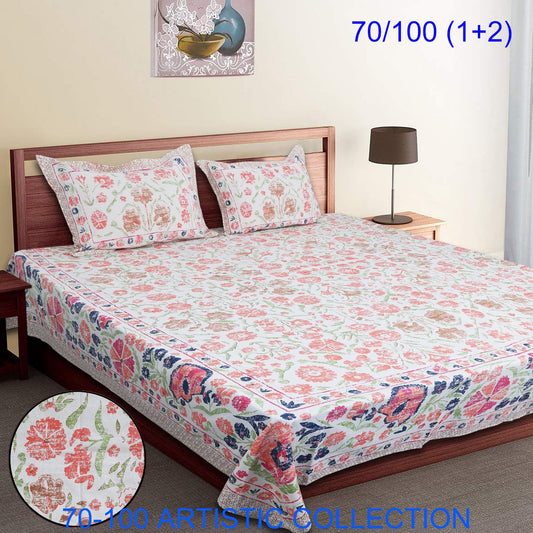 Bade Deewan Vali Cotton Autoloom Bedsheet with 2 Pillow Cover