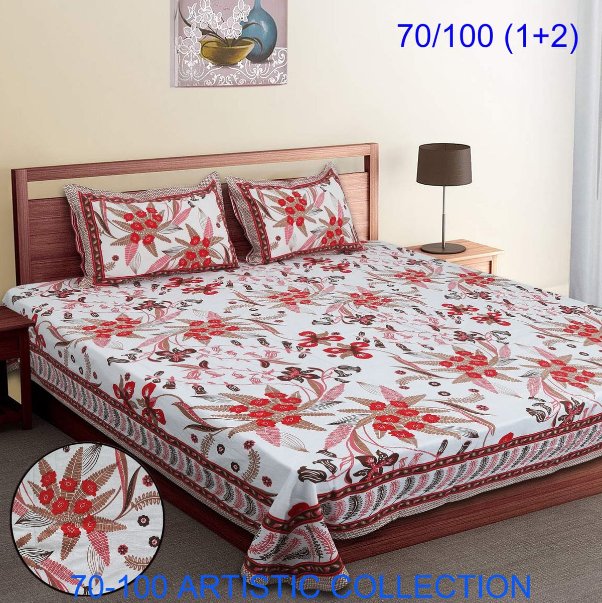 Bade Deewan Vali Cotton Autoloom Bedsheet with 2 Pillow Cover